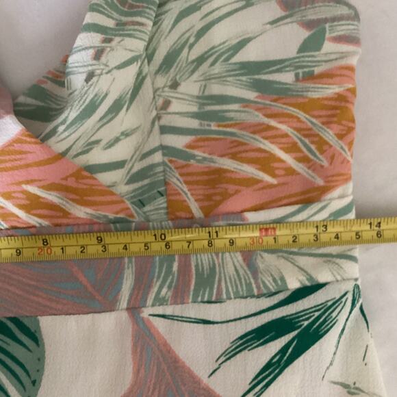 Blue Blush Tropical Print Jumpsuit Sleeveless Spaghetti Straps Cropped Wide Leg - Picture 12 of 15